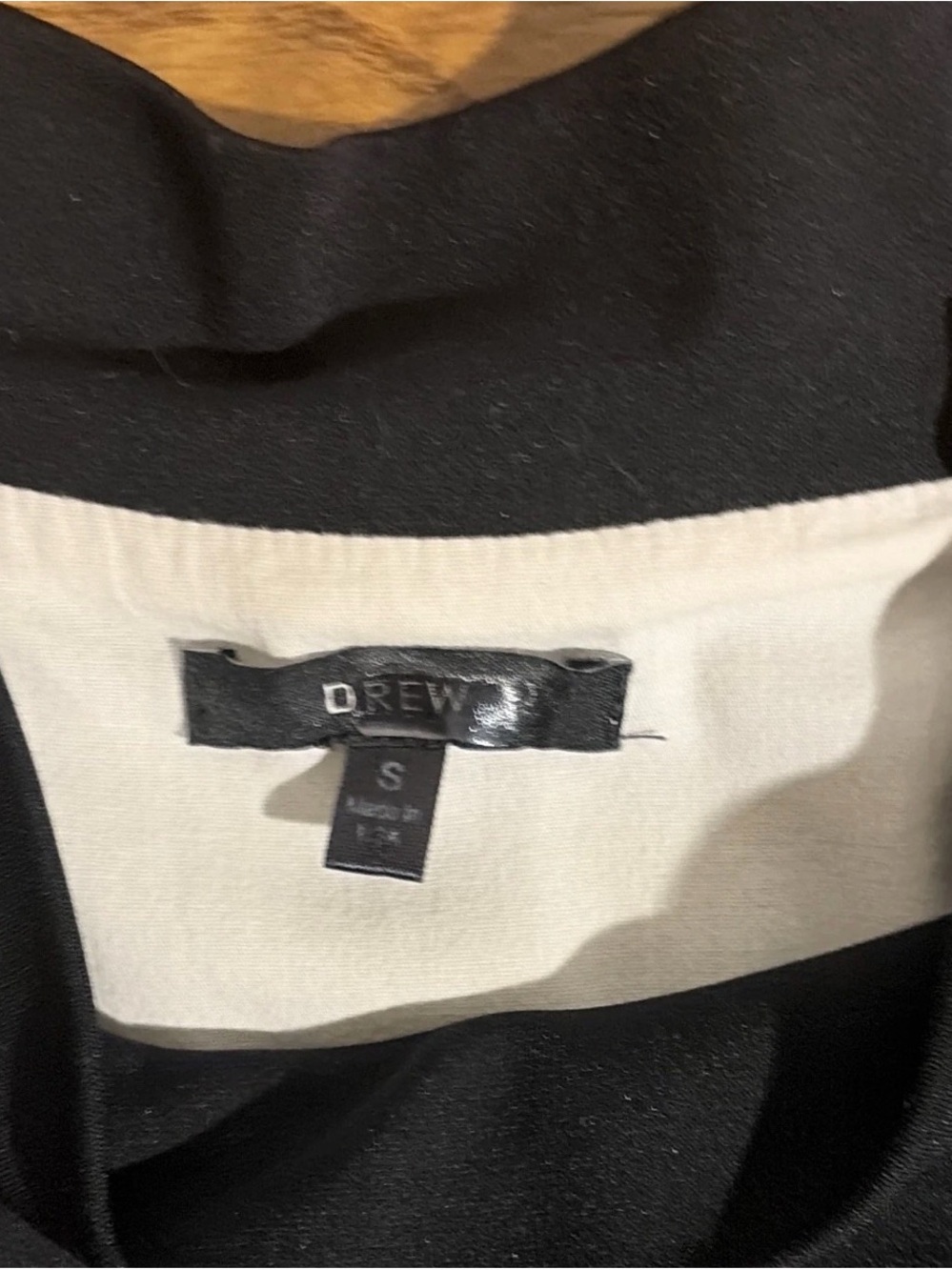 DREW Black Mock-Neck Layered-Look Sweatshirt with White Hem - Picture 2 of 3